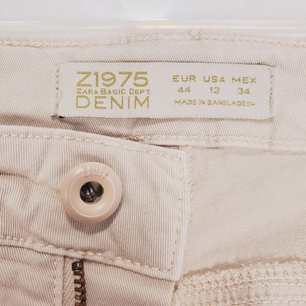 Zara Kahki Moto Pants Size 12 - Picture 10 of 16